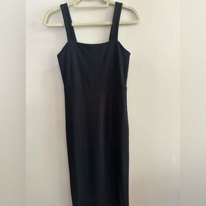 Forever 21 Black Square-Neck Midi Dress with Wide Straps